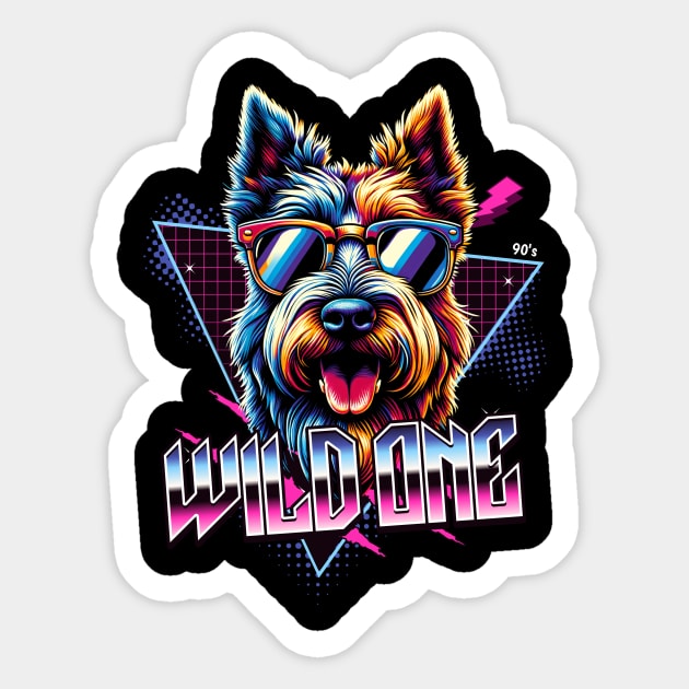 Wild One Scottish Terrier Sticker by Miami Neon Designs